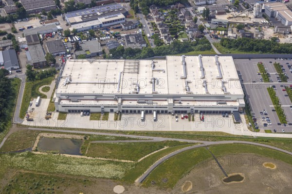 Aerial view, Picnic FCA Oberhausen GmbH e-food warehouse, construction site Schwarze Heide, Schwarze Heide, Oberhausen, Ruhr area, North Rhine-Westphalia, Germany, construction work, construction area, construction site, building site, construction project, construction site, DE, Europe, commercial enterprises, commercial area, commercial area, commercial property, commercial park, commercial location, commercial use, industrial area, industrial location, logistics, logistics service, logistics service provider, logistics provider, logistics centre, aerial view, aerial photography, aerial photography, new construction, overview, bird's-eye view, overview, OberhausenNord