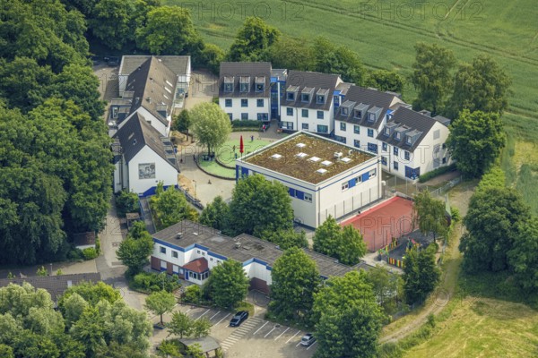 Aerial view, Peace Village International, non-profit organisation - help for children from war zones and crisis areas, Walsumer Mark, Oberhausen, Ruhr area, North Rhine-Westphalia, Germany, DE, Europe, aerial view, aerial photography, aerial photography, overview, bird's-eye view, overview, OberhausenNorth