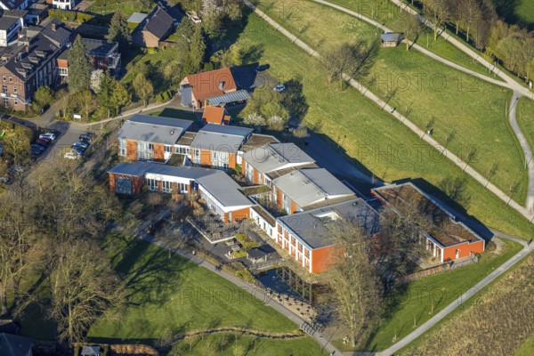 Aerial view, St. Vitus Stift GmbH retirement home, Olfen-Stadt, Olfen, Münsterland, North Rhine-Westphalia, Germany, retirement home, nursing home, care and nursing, DE, Europe, aerial view, aerial photography, aerial photography, care facility, retirement home, retirement residence, retirement home, senior centre, overview, bird's-eye view, overview