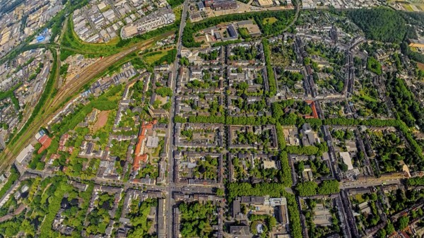 Aerial view, Knappenviertel, residential area Knappenstraße with square street layout and residential area, earth globe, fisheye image, fisheye image, 360 degree image, tiny world, little planet, fisheye image, Brücktonviertel, Oberhausen, Ruhr area, North Rhine-Westphalia, Germany, DE, Europe, fisheye lens, fisheye lens, property tax, real estate, aerial photography, aerial photography, aerial photography, super wide angle lens, overview, bird's eye view, housing estate, housing and living, residential area, quality of living, residential neighbourhood, housing estate, residential area, birds-eyes view, fisheye lens, insta360 camera, overview