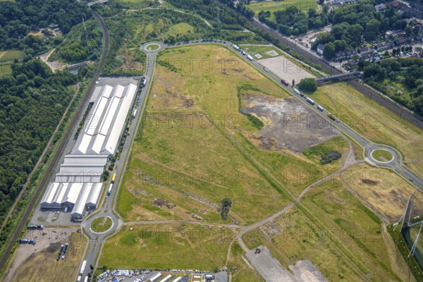 Aerial view, Bloomways GmbH flower wholesaler at Brammenring in Westfield Centro shopping centre Neue Mitte, Oberhausen, Ruhr area, North Rhine-Westphalia, Germany, DE, Europe, aerial view, aerial photography, aerial photography, overview, bird's-eye view, overview, OberhausenSued