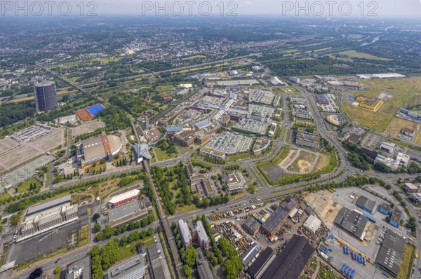 Aerial view, Westfield Centro Einkaufszentrum Neue Mitte, Oberhausen, Ruhr area, North Rhine-Westphalia, Germany, DE, shopping centre, shopping plaza, shopping mall, Europe, aerial view, aerial photography, aerial photography, shopping centre, overview, bird's-eye view, overview, OberhausenSued