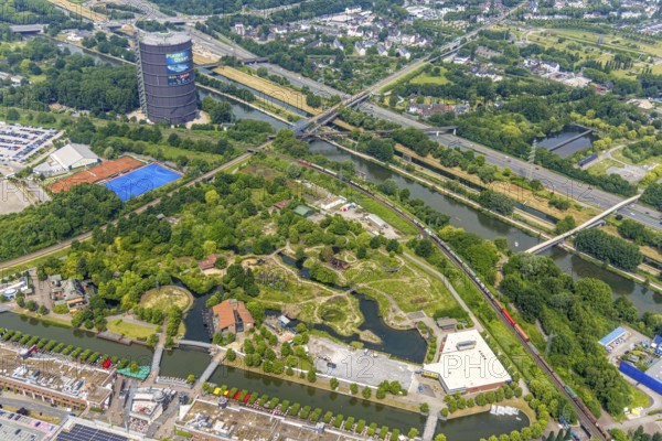 Aerial view, adventure playground in Westfield Centro shopping centre Neue Mitte, Oberhausen, Ruhr area, North Rhine-Westphalia, Germany, DE, Europe, aerial view, aerial photography, aerial photography, overview, birds-eyes view, overview, OberhausenSued