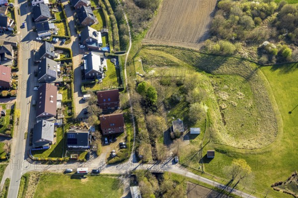 Aerial photo, Katzbach residential area, view of Südkirchen, Nordkirchen, Münsterland, North Rhine-Westphalia, Germany, DE, Europe, aerial view, aerial photography, aerial photography, overview, bird's-eye view, overview