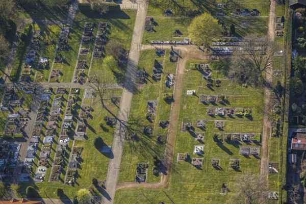 Aerial view, cemetery, cemetery burial ground Capelle, Nordkirchen, Münsterland, North Rhine-Westphalia, Germany, burial ground, DE, Europe, cemetery, memorial, Gottesacker, graves, burial ground, aerial photograph, aerial photography, aerial photography, resting place, overview, bird's-eye view, birds-eyes view, overview