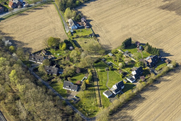 Aerial view, residential area Bauernschaft Uhlandstraße, Capelle, Nordkirchen, Münsterland, North Rhine-Westphalia, Germany, DE, Europe, aerial photograph, aerial photography, aerial photography, overview, bird's-eye view, birds-eyes view, overview