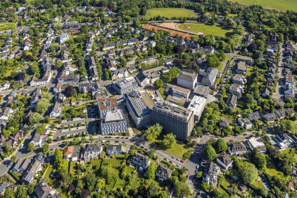 Aerial view, Max Planck Institute, Kaiser-Wilhelm-Platz, behind Kahlenberg sports centre, Holthausen - West, Mülheim an der Ruhr, Ruhr area, North Rhine-Westphalia, Germany, DE, Europe, aerial view, aerial photography, aerial photography, overview, bird's-eye view, overview