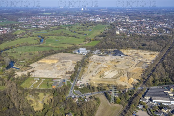 Aerial view, brownfield former STEAG power plant site, Lippholthausen, Lünen, Ruhr area, North Rhine-Westphalia, Germany, DE, Europe, aerial view, aerial photography, aerial photography, Münsterland, overview, bird's-eye view, birds-eyes view, overview