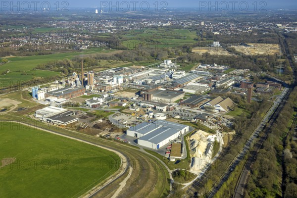 Aerial view, Remondis Lippe Plant Recycling Centre, Lippholthausen, Lünen, Ruhr area, North Rhine-Westphalia, Germany, DE, Europe, commercial enterprises, commercial area, commercial property, commercial site, commercial use, industrial area, industrial site, aerial photograph, aerial photography, aerial photography, Münsterland, overview, bird's-eye view, bird's-eye view, overview