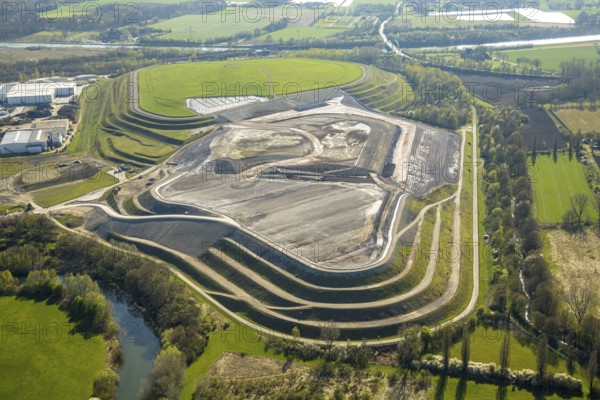 Aerial view, landfill site at Lünener Straße, Waltrop, Ruhr area, North Rhine-Westphalia, Germany, DE, Europe, aerial view, aerial photography, aerial photography, Lünen, Münsterland, overview, bird's-eye view, overview