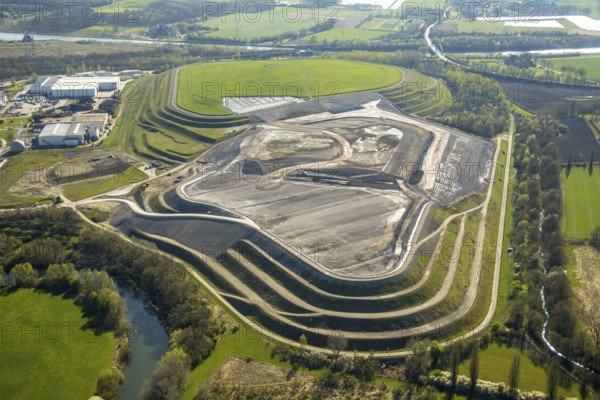 Aerial view, landfill site at Lünener Straße, Waltrop, Ruhr area, North Rhine-Westphalia, Germany, DE, Europe, aerial view, aerial photography, aerial photography, Lünen, Münsterland, overview, bird's-eye view, overview
