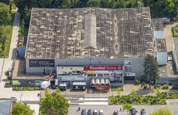 Aerial view, Hannibal-Arena ice rink in Revierpark Gysenberg, Börnig, Herne, Ruhr area, North Rhine-Westphalia, Germany, DE, Europe, aerial view, aerial photography, aerial photography, overview, bird's-eye view, overview, HernerechtsderA43