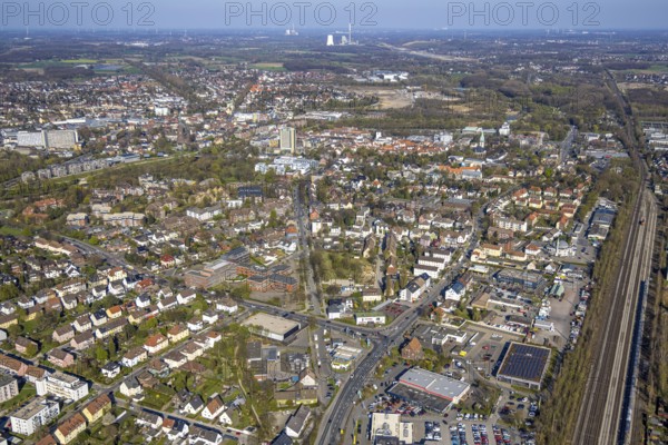 Aerial view, residential area, local view around Dortmunder Straße, Lünen, Ruhr area, North Rhine-Westphalia, Germany, DE, Europe, property tax, real estate, aerial view, aerial photography, aerial photography, Münsterland, overview, bird's eye view, residential complex, living and living, residential area, residential quality, residential neighbourhood, housing estate, residential area, birds-eyes view, overview