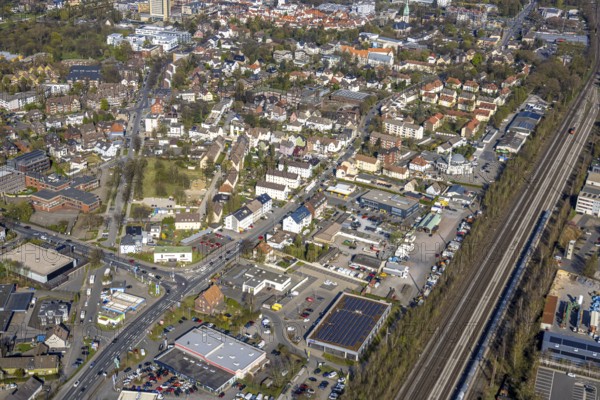 Aerial view, residential area, local view around Victoriastraße Bundesstra0e B54, Lünen, Ruhr area, North Rhine-Westphalia, Germany, DE, Europe, property tax, real estate, aerial view, aerial photography, aerial photography, Münsterland, overview, bird's-eye view, residential complex, living and living, residential area, quality of living, residential neighbourhood, housing estate, residential area, birds-eyes view, overview