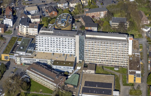 Aerial view, St. Marien Hospital general hospital, Lünen, Ruhr area, North Rhine-Westphalia, Germany, DE, Europe, healthcare, hospital, clinic, clinic centre, hospital, aerial photograph, aerial photography, aerial photography, medical facility, medical aid, Münsterland, overview, bird's-eye view, overview, medical care