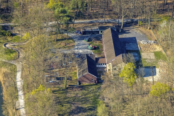 Aerial view, DJH Jugendherberge Cappenberger See, Nordlünen, Lünen, Ruhr area, North Rhine-Westphalia, Germany, DE, Europe, leisure, aerial view, aerial photography, aerial photography, Münsterland, overview, bird's-eye view, birds-eyes view, overview