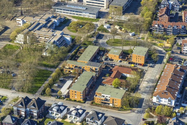 Aerial view, evang. parish Lünen, Heiland Gemeindehaus, Nordlünen, Lünen, Ruhr area, North Rhine-Westphalia, Germany, DE, Europe, aerial view, aerial photography, aerial photography, Münsterland, overview, bird's eye view, birds-eyes view, overview