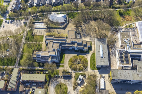 Aerial photo, Altlünen school centre, grammar school, Kita Small Munsterlander Lünen e.V., Nordlünen, Lünen, Ruhr area, North Rhine-Westphalia, Germany, education, educational institution, DE, Europe, kindergarten, day care centre, day nursery, educational institute, aerial photo, aerial photography, aerial photography, Münsterland, secondary school, school, overview, bird's-eye view, overview