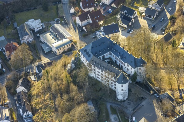 Aerial view, Bilstein Castle, youth hostel and historical sight, Bilstein, Lennestadt, Sauerland, North Rhine-Westphalia, Germany, castle, DE, DJH youth hostel, Europe, youth hostel, aerial photograph, aerial photography, aerial photography, castle, overview, bird's-eye view, birds-eyes view, overview