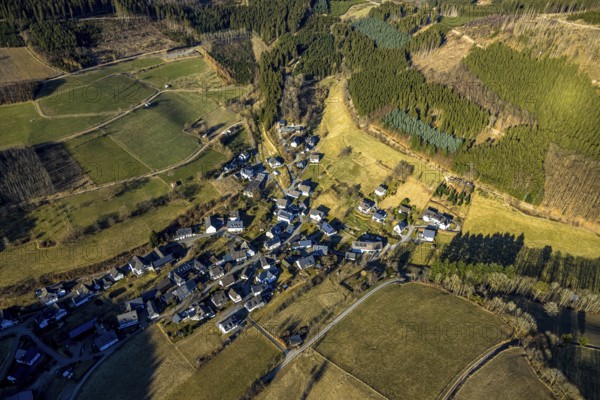 Aerial view, monastery church of Maria Königin grammar school, Altenhundem, Lennestadt, Sauerland, North Rhine-Westphalia, Germany