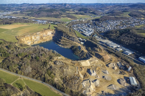 Aerial photo, Grevenbrück quarry, Sporke, Lennestadt, Sauerland, North Rhine-Westphalia, Germany, DE, Europe, aerial photo, aerial photography, aerial photography, quarry, overview, bird's-eye view, overview