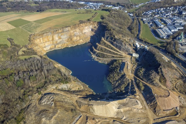 Aerial photo, Grevenbrück quarry, Sporke, Lennestadt, Sauerland, North Rhine-Westphalia, Germany, DE, Europe, aerial photo, aerial photography, aerial photography, quarry, overview, bird's-eye view, overview
