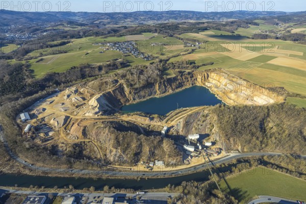 Aerial photo, Grevenbrück quarry, Sporke, Lennestadt, Sauerland, North Rhine-Westphalia, Germany, DE, Europe, aerial photo, aerial photography, aerial photography, quarry, overview, bird's-eye view, overview