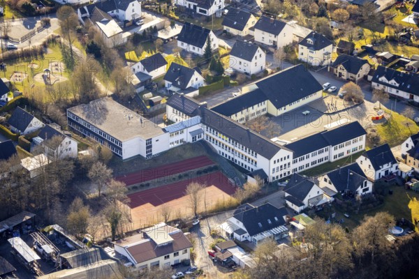 Aerial photo, Lessing Realschule, Grevenbrück, Lennestadt, Sauerland, North Rhine-Westphalia, Germany, education, educational institution, DE, Europe, educational institute, aerial photography, aerial photography, aerial photography, secondary school, school, overview, bird's-eye view, birds-eyes view, overview