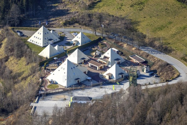 Aerial view, Galileo Park, Sauerland Pyramids, Meggen, Lennestadt, Sauerland, North Rhine-Westphalia, Germany, DE, Europe, aerial view, aerial photography, aerial photography, sight, overview, bird's-eye view, overview