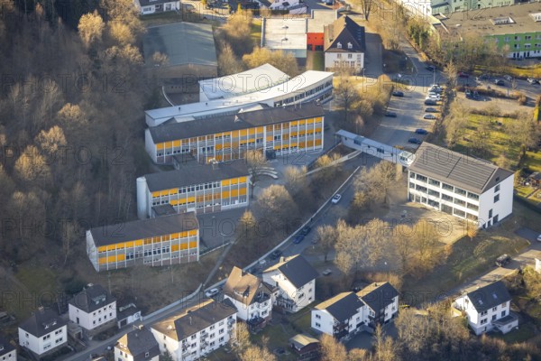 Aerial photo, GymSL Gymnasium der Stadt Lennestadt, Altenhundem, Lennestadt, Sauerland, North Rhine-Westphalia, Germany, education, educational institution, DE, Europe, grammar school, teaching institute, aerial photo, aerial photography, aerial photography, school, overview, bird's eye view, birds-eyes view, overview
