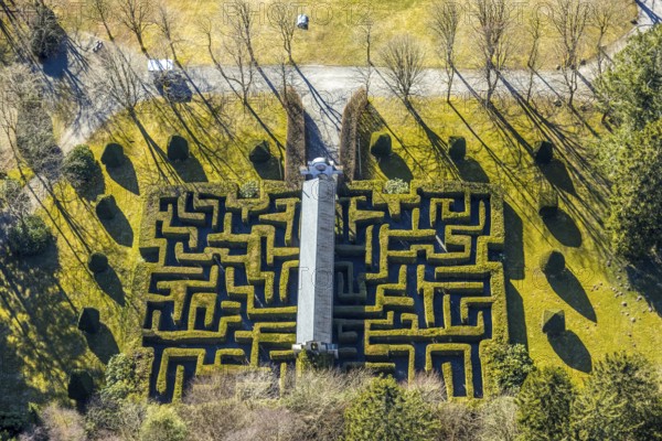 Aerial view, Panorama Park Sauerland, leisure park with attractions, park maze, Rinsecke, Kirchhundem, Sauerland, North Rhine-Westphalia, Germany, DE, Europe, leisure activity, leisure facility, leisure area, leisure activities, leisure park, leisure enjoyment, leisure centre, aerial view, aerial photography, aerial photography, park, overview, bird's-eye view, overview