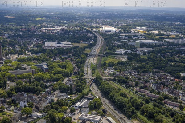 Aerial view, large construction site motorway junction Herne with tunnel construction, motorway A43 between Recklinghausen Emscher- and Rhein-Herne-Kanal overpass and exit Bochum Riehmke, motorway A42, Baukau-West, Herne, Ruhr area, North Rhine-Westphalia, Germany, construction work, construction area, building site, building plots, construction project, building site, Europe, large construction site #Herne #aerial view #aerial photography #aerial photography #aerial photography #North Rhine-Westphalia #North Rhine-Westphalia #Ruhr area #overview #bird perspective
