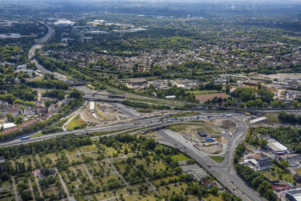 Aerial view, large construction site motorway junction Herne with tunnel construction, motorway A43 between Recklinghausen Emscher- and Rhein-Herne-Kanal overpass and exit Bochum Riehmke, motorway A42, Baukau-West, Herne, Ruhr area, North Rhine-Westphalia, Germany, construction work, construction area, building site, building plots, construction project, building site, Europe, large construction site #Herne #aerial view #aerial photography #aerial photography #aerial photography #North Rhine-Westphalia #North Rhine-Westphalia #Ruhr area #overview #bird perspective