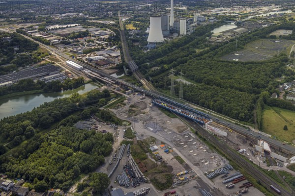 Aerial view, large construction site motorway junction Herne with tunnel construction, motorway A43 between Recklinghausen Emscher- and Rhein-Herne-Kanal overpass and exit Bochum Riehmke, motorway A42, Baukau-West, Herne, Ruhr area, North Rhine-Westphalia, Germany, construction work, construction area, building site, building plots, construction project, building site, Europe, large construction site #Herne #aerial view #aerial photography #aerial photography #aerial photography #North Rhine-Westphalia #North Rhine-Westphalia #Ruhr area #overview #bird perspective