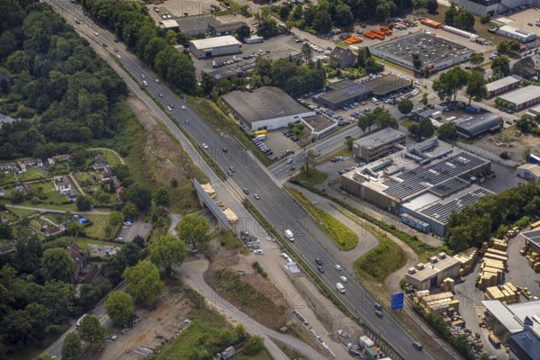 Aerial view, large construction site motorway junction Herne with tunnel construction, motorway A43 between Recklinghausen Emscher- and Rhein-Herne-Kanal overpass and exit Bochum Riehmke, motorway A42, Baukau-West, Herne, Ruhr area, North Rhine-Westphalia, Germany, construction work, construction area, building site, building plots, construction project, building site, Europe, large construction site #Herne #aerial view #aerial photography #aerial photography #aerial photography #North Rhine-Westphalia #North Rhine-Westphalia #Ruhr area #overview #bird perspective