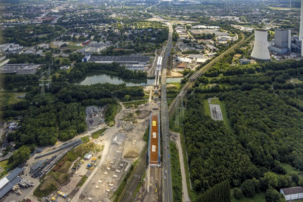 Aerial view, large construction site motorway junction Herne with tunnel construction, motorway A43 between Recklinghausen Emscher- and Rhein-Herne-Kanal overpass and exit Bochum Riehmke, motorway A42, Baukau-West, Herne, Ruhr area, North Rhine-Westphalia, Germany, construction work, construction area, building site, building plots, construction project, building site, Europe, large construction site #Herne #aerial view #aerial photography #aerial photography #aerial photography #North Rhine-Westphalia #North Rhine-Westphalia #Ruhr area #overview #bird perspective