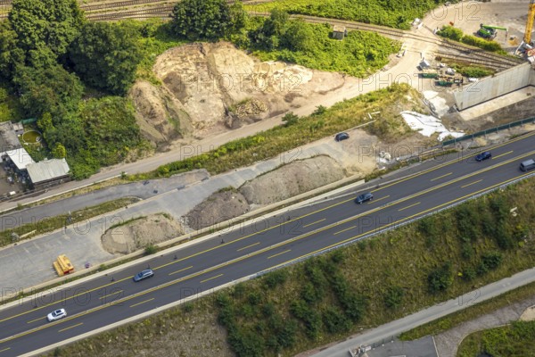 Aerial view, large construction site motorway junction Herne with tunnel construction, motorway A43 between Recklinghausen Emscher- and Rhein-Herne-Kanal overpass and exit Bochum Riehmke, motorway A42, Baukau-West, Herne, Ruhr area, North Rhine-Westphalia, Germany, construction work, construction area, building site, building plots, construction project, building site, Europe, large construction site #Herne #aerial view #aerial photography #aerial photography #aerial photography #North Rhine-Westphalia #North Rhine-Westphalia #Ruhr area #overview #bird perspective