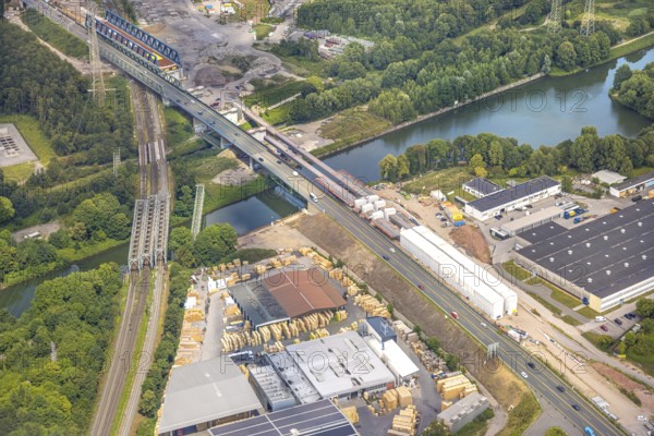Aerial view, large construction site motorway junction Herne with tunnel construction, motorway A43 between Recklinghausen Emscher- and Rhein-Herne-Kanal overpass and exit Bochum Riehmke, motorway A42, Baukau-West, Herne, Ruhr area, North Rhine-Westphalia, Germany, construction work, construction area, building site, building plots, construction project, building site, Europe, large construction site #Herne #aerial view #aerial photography #aerial photography #aerial photography #North Rhine-Westphalia #North Rhine-Westphalia #Ruhr area #overview #bird perspective