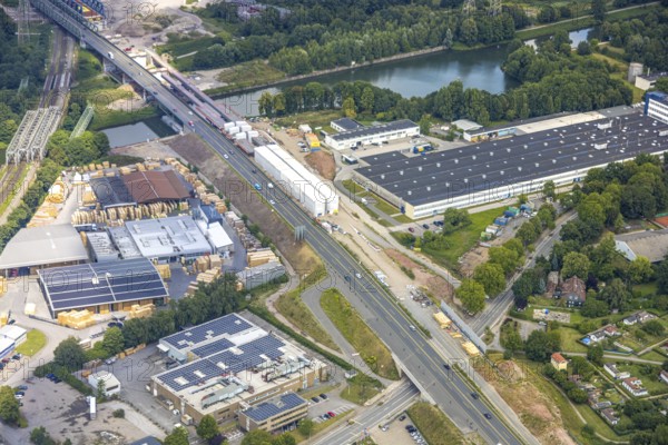 Aerial view, large construction site motorway junction Herne with tunnel construction, motorway A43 between Recklinghausen Emscher- and Rhein-Herne-Kanal overpass and exit Bochum Riehmke, motorway A42, Baukau-West, Herne, Ruhr area, North Rhine-Westphalia, Germany, construction work, construction area, building site, building plots, construction project, building site, Europe, large construction site #Herne #aerial view #aerial photography #aerial photography #aerial photography #North Rhine-Westphalia #North Rhine-Westphalia #Ruhr area #overview #bird perspective