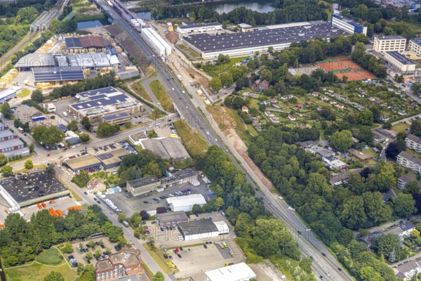 Aerial view, large construction site motorway junction Herne with tunnel construction, motorway A43 between Recklinghausen Emscher- and Rhein-Herne-Kanal overpass and exit Bochum Riehmke, motorway A42, Baukau-West, Herne, Ruhr area, North Rhine-Westphalia, Germany, construction work, construction area, building site, building plots, construction project, building site, Europe, large construction site #Herne #aerial view #aerial photography #aerial photography #aerial photography #North Rhine-Westphalia #North Rhine-Westphalia #Ruhr area #overview #bird perspective
