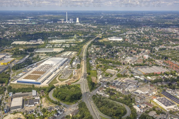 Aerial view, large construction site motorway junction Herne with tunnel construction, motorway A43 between Recklinghausen Emscher- and Rhein-Herne-Kanal overpass and exit Bochum Riehmke, motorway A42, Baukau-West, Herne, Ruhr area, North Rhine-Westphalia, Germany, construction work, construction area, building site, building plots, construction project, building site, Europe, large construction site #Herne #aerial view #aerial photography #aerial photography #aerial photography #North Rhine-Westphalia #North Rhine-Westphalia #Ruhr area #overview #bird perspective