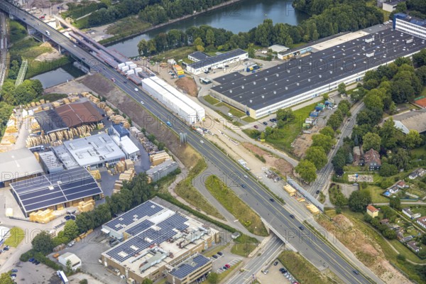 Aerial view, large construction site motorway junction Herne with tunnel construction, motorway A43 between Recklinghausen Emscher- and Rhein-Herne-Kanal overpass and exit Bochum Riehmke, motorway A42, Baukau-West, Herne, Ruhr area, North Rhine-Westphalia, Germany, construction work, construction area, building site, building plots, construction project, building site, Europe, large construction site #Herne #aerial view #aerial photography #aerial photography #aerial photography #North Rhine-Westphalia #North Rhine-Westphalia #Ruhr area #overview #bird perspective