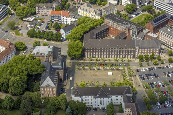 Aerial view, town hall and community centre Friedrich-Ebert-Platz, Herne-Mitte, Herne, Ruhr area, North Rhine-Westphalia, Germany, authority, DE, Europe, aerial view, aerial photography, aerial photography, town hall, city administration, overview, bird's-eye view, overview, HernerechtsderA43