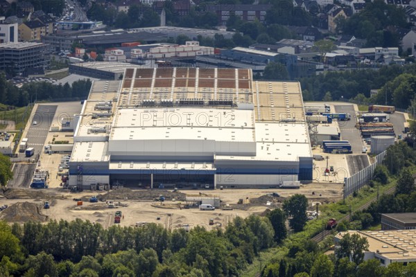 Aerial view, construction site industrial park HER-BO at the motorway A43 exit Bochum-Riemke, construction area and new building Lidl Vertriebs GmbH central warehouse, Südstraße, Herne-Süd, Herne, Ruhr area, North Rhine-Westphalia, Germany, construction work, construction area, construction site, building plots, construction, construction project, construction site, DE, Europe, logistics, logistics service, logistics service provider, logistics provider, logistics centre, aerial view, aerial photography, aerial photography, overview, bird's-eye view, overview, linksderA43, HernelinksderA43