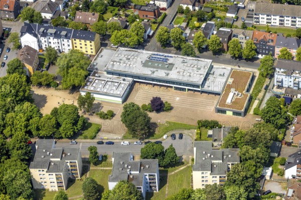 Aerial photo, Claudiusschule Grundschule, Wanne, Herne, Ruhr area, North Rhine-Westphalia, Germany, education, DE, Europe, primary school, teaching institute, aerial photography, aerial photography, aerial photography, school, overview, bird's-eye view, overview, linksderA43, HernelinksderA43