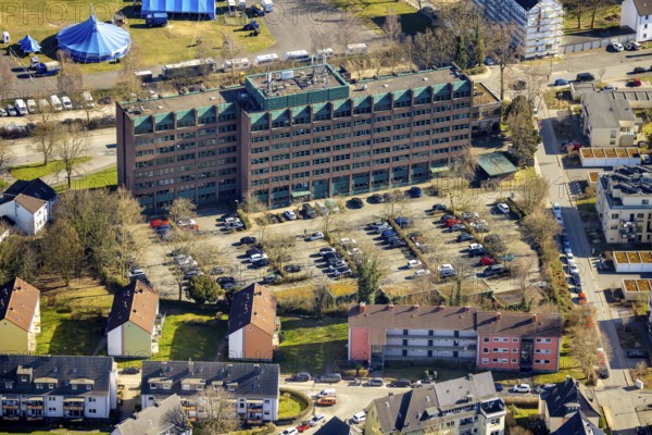 Aerial view, Hagen police headquarters building, Altenhagen, Hagen, Ruhr area, North Rhine-Westphalia, Germany
