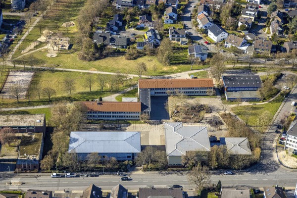 Aerial view, Halden secondary school and KEO primary school, university district, Hagen, Ruhr area, North Rhine-Westphalia, Germany