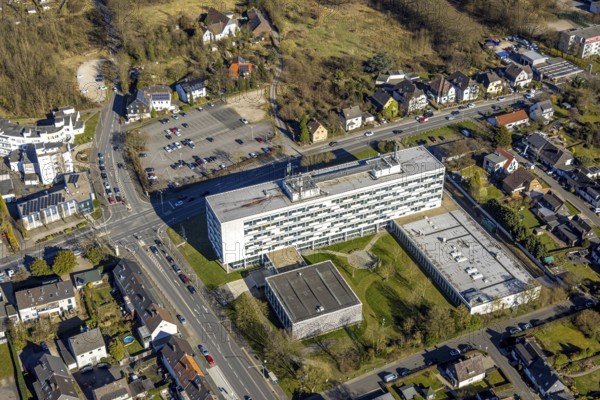 Aerial view, South Westphalia University of Applied Sciences, Hagen site, university quarter, Hagen, Ruhr area, North Rhine-Westphalia, Germany