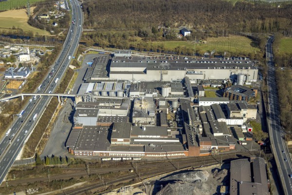Aerial view, Bathey industrial estate, Kabel Premium Pulp & Paper, Boele, Hagen, Ruhr area, North Rhine-Westphalia, Germany