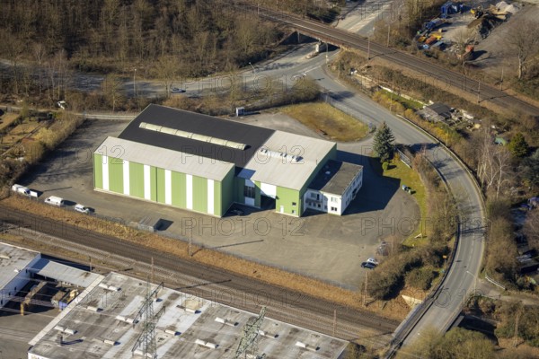 Aerial view, Bathey industrial estate, Topp Stahl GmbH Stahlgrosshandel und CS Deutschland, Boele, Hagen, Ruhr area, North Rhine-Westphalia, Germany